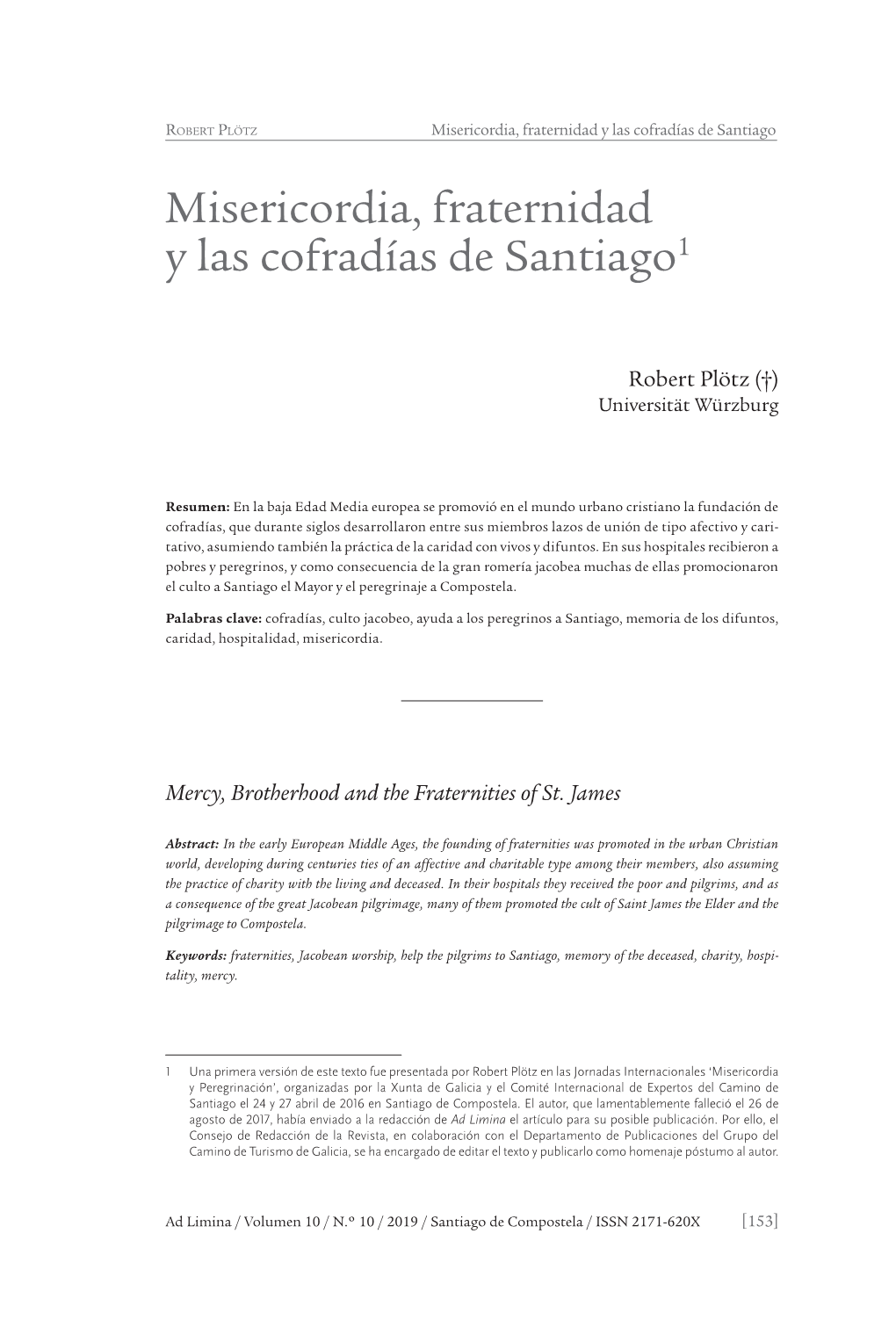 Misericordia, Fraternidad Y Las Cofradías De Santiago1