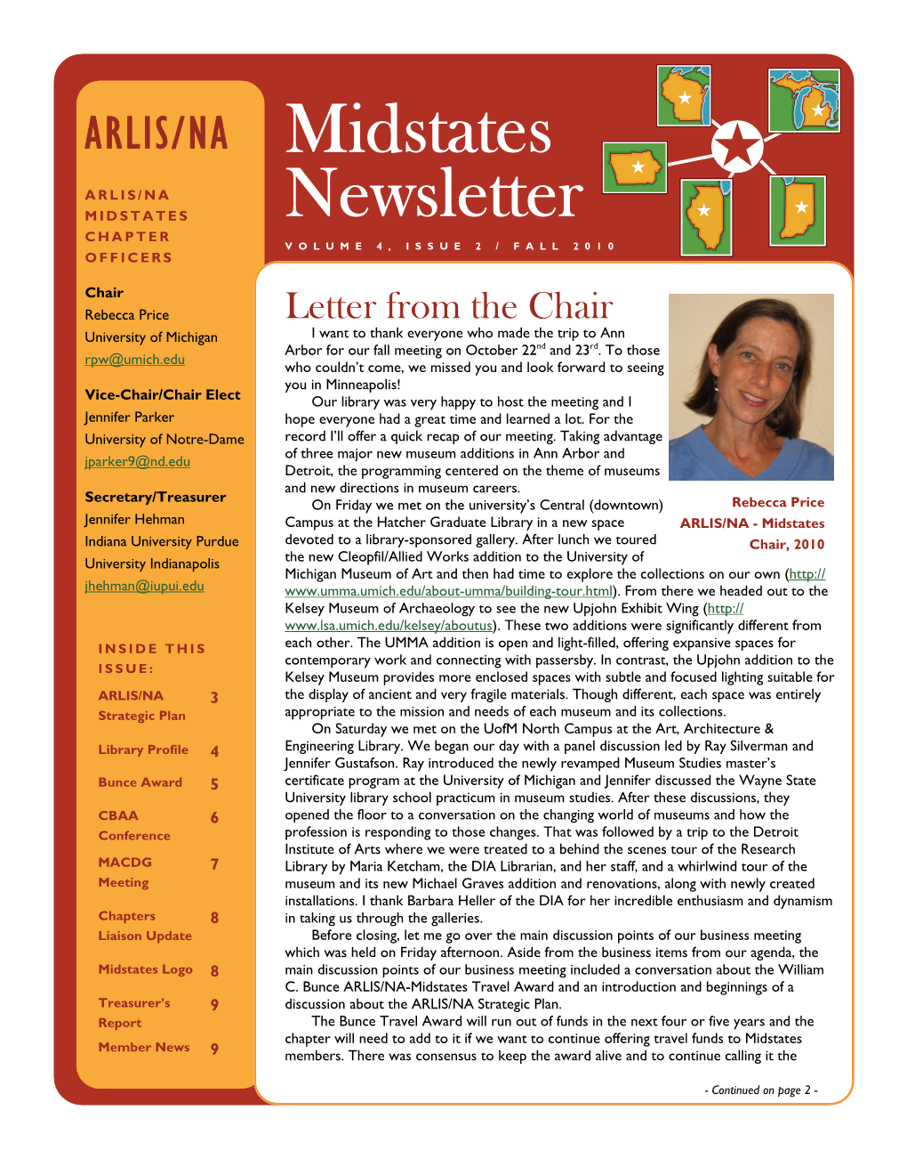 Newsletter � CHAPTER VOLUME 4, ISSUE 2 / FALL 2010 OFFICERS