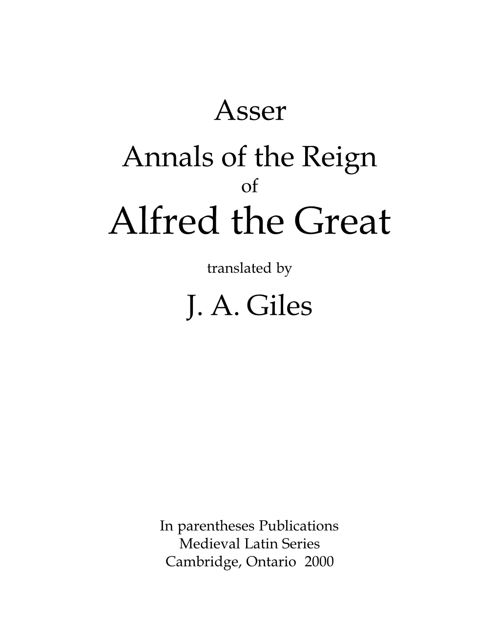 Annals of the Reign of Alfred the Great