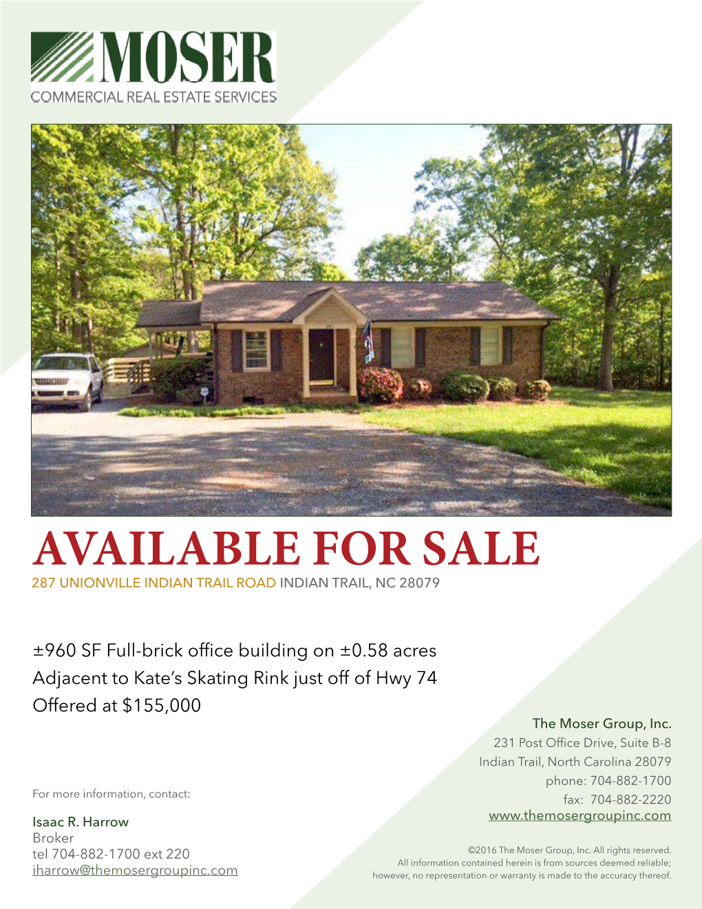 Available for Sale 287 Unionville Indian Trail Road Indian Trail, Nc 28079