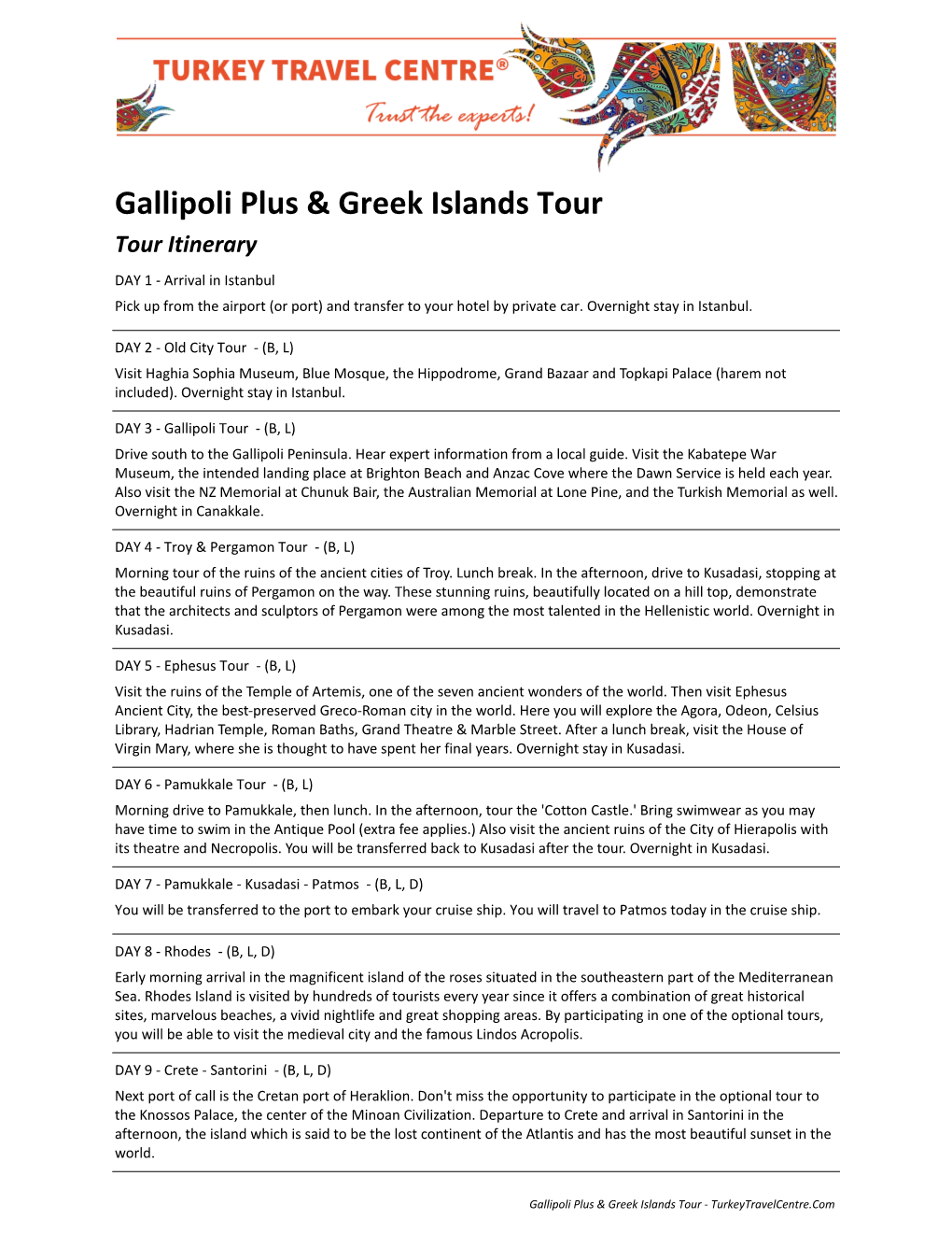 Gallipoli Plus & Greek Islands Tour