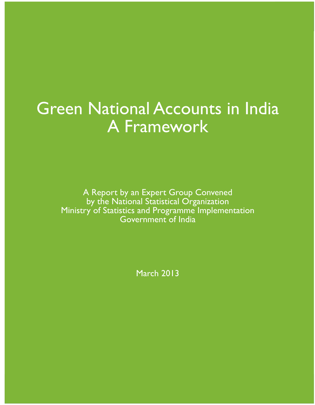 Green National Accounts in India a Framework