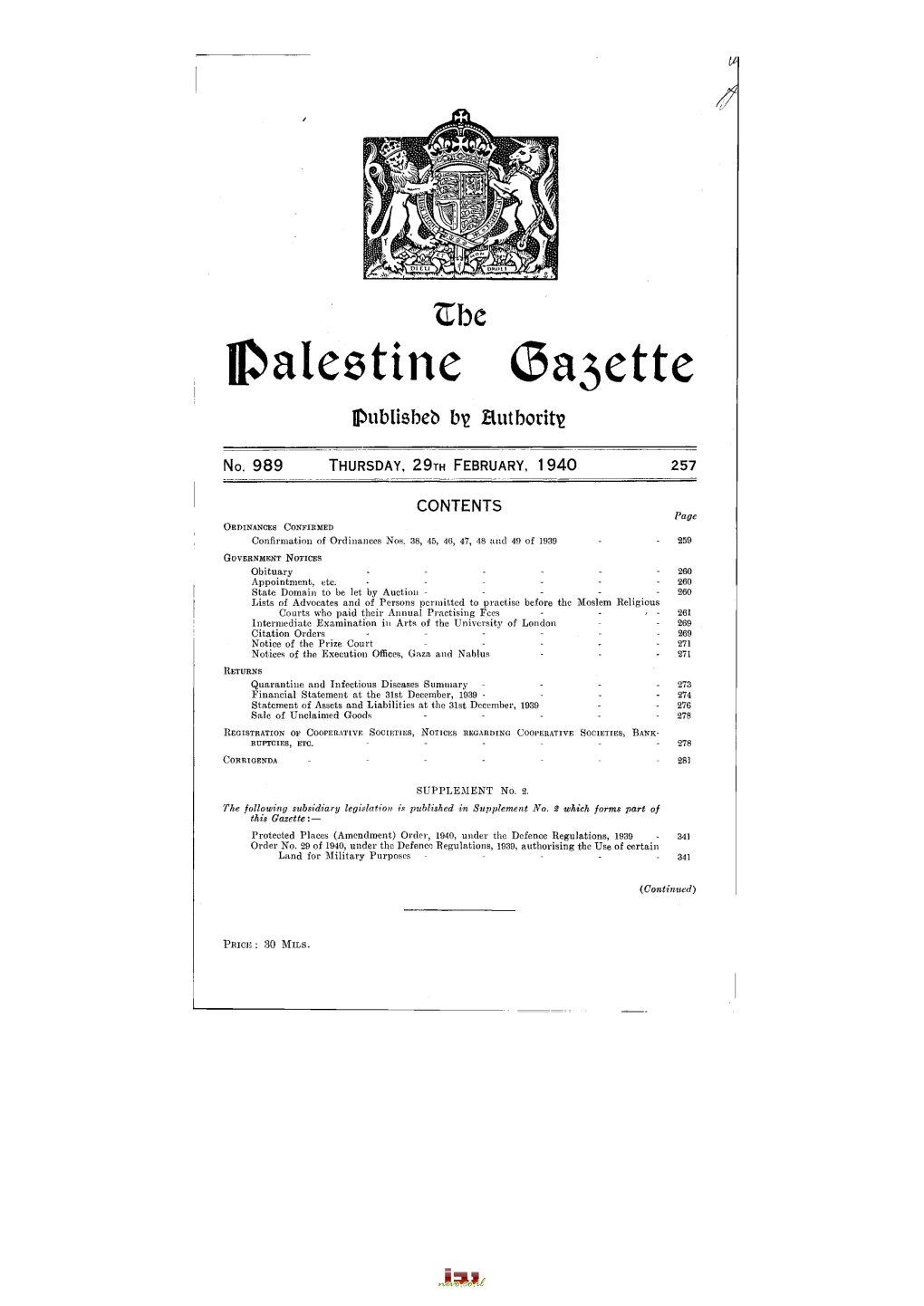 Palestine (5A3ette Publisbeb Hutborits