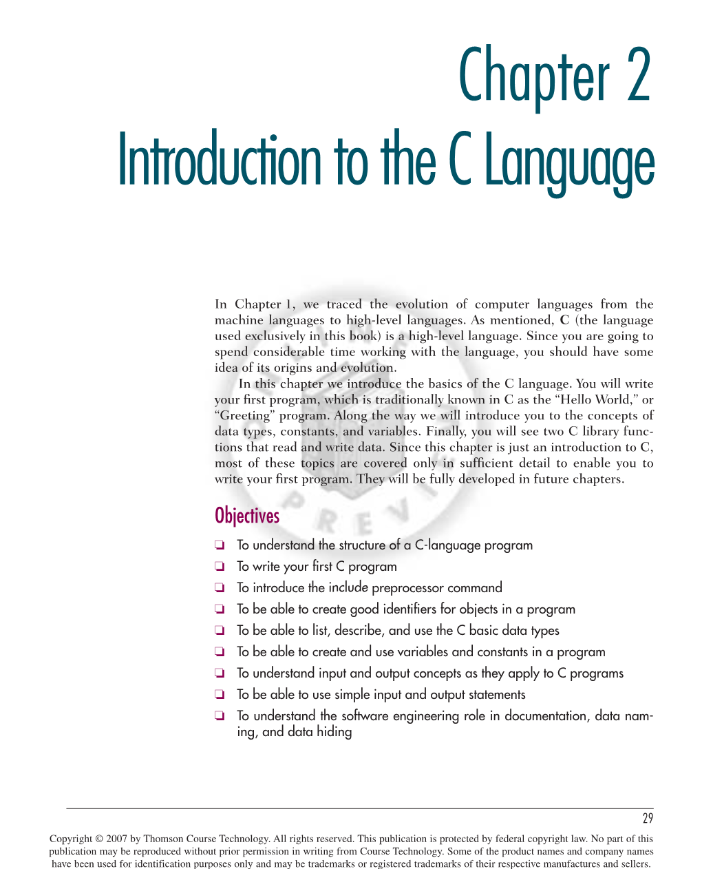 Chapter 2 Introduction to the C Language