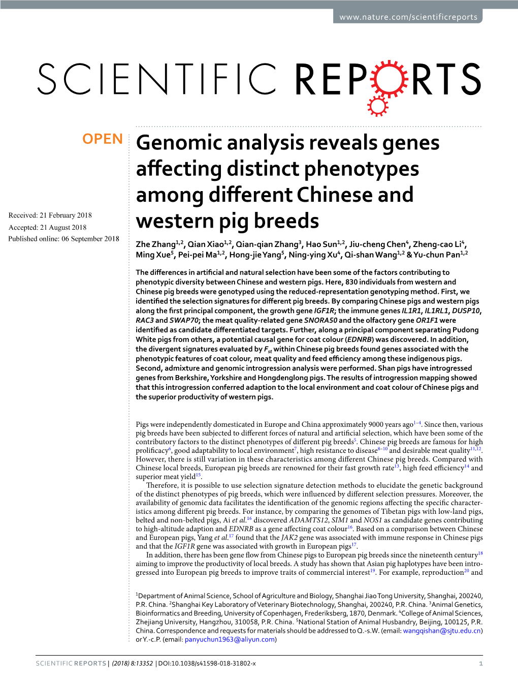 Genomic Analysis Reveals Genes Affecting Distinct Phenotypes Among