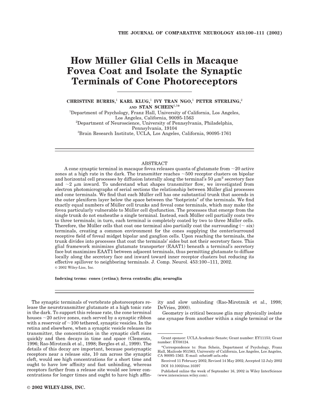 How Mu¨Ller Glial Cells in Macaque Fovea Coat and Isolate The