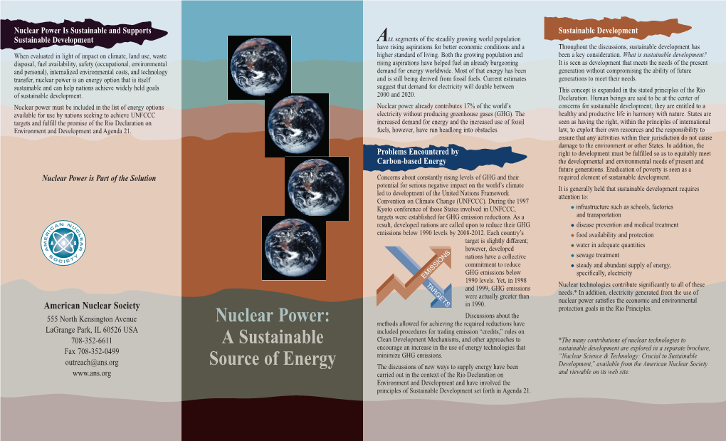Nuclear Power: a Sustainable Source of Energy