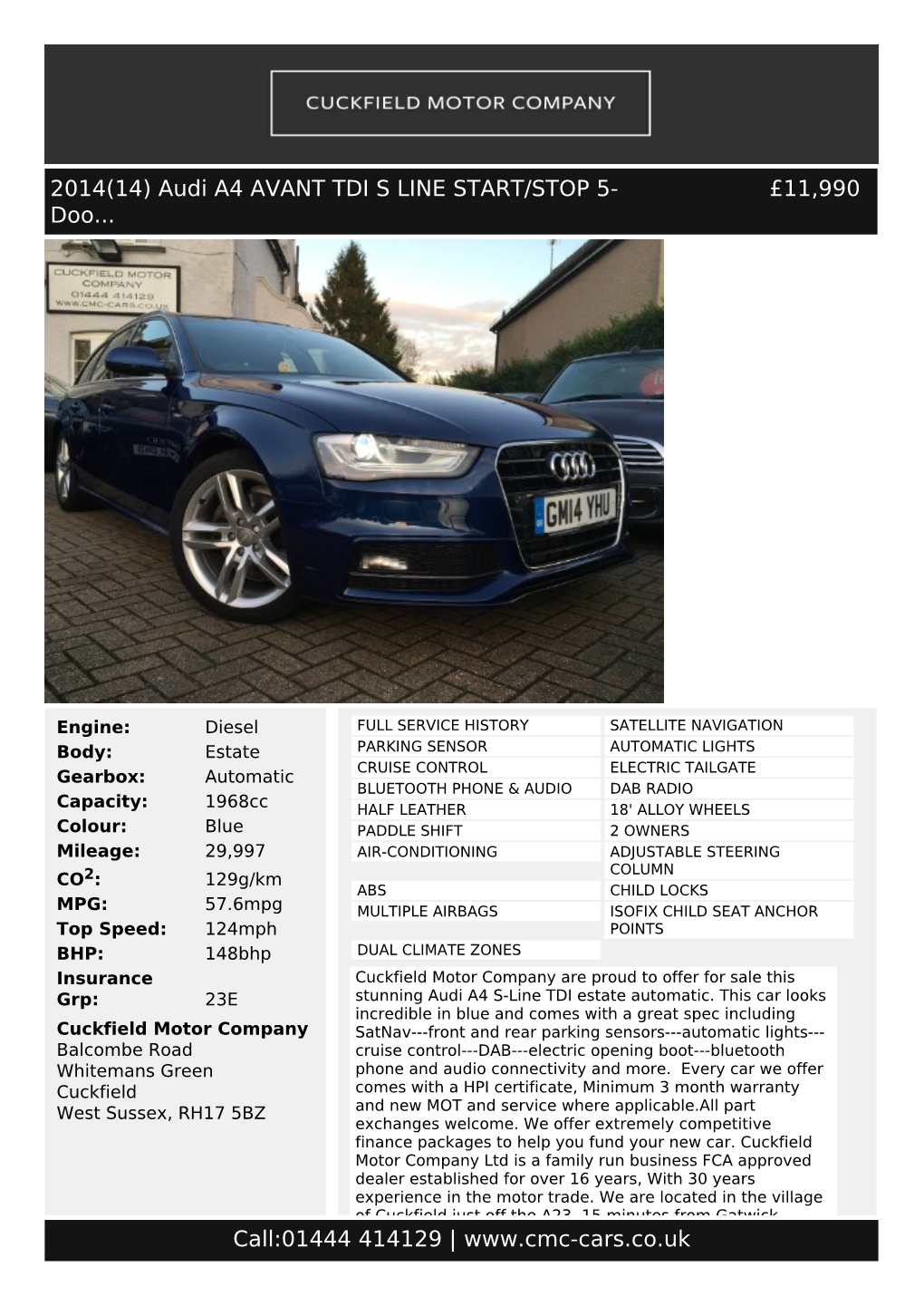 Audi A4 AVANT TDI S LINE START/STOP 5-Door | Cuckfield