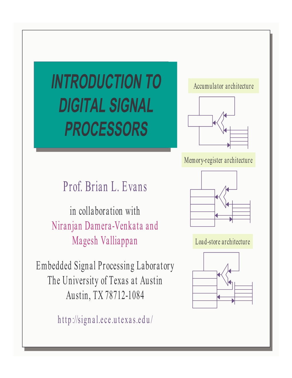 Introduction to Digital Signal Processors