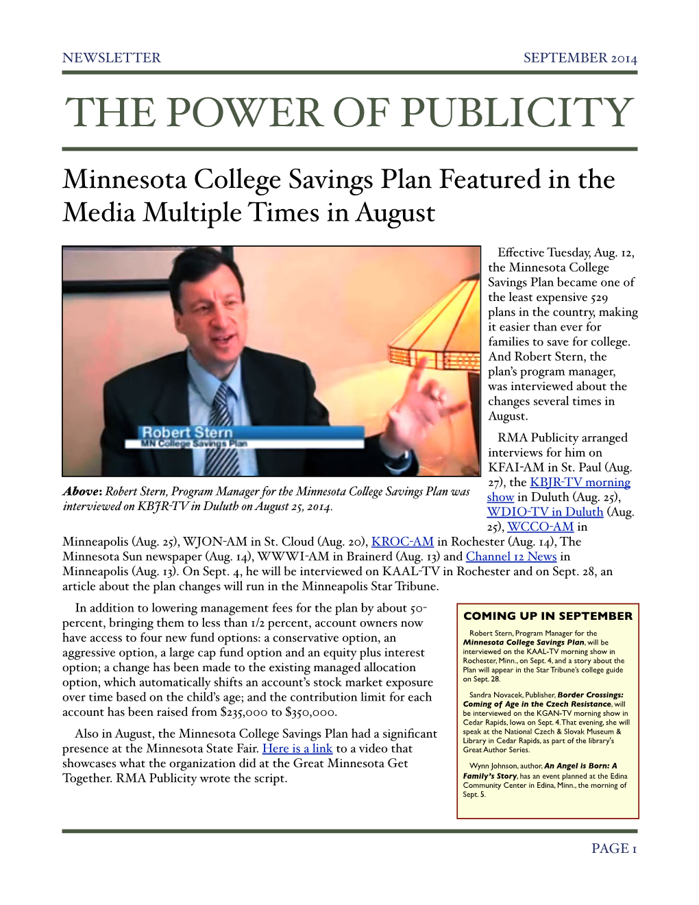 September 2014 the Power of Publicity