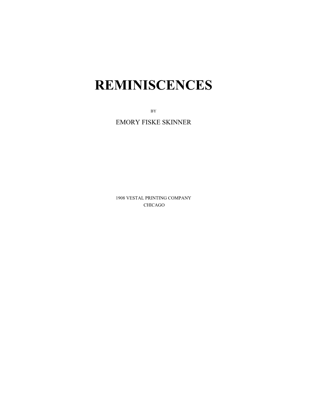 Reminiscences by Emory Fisk Skinner