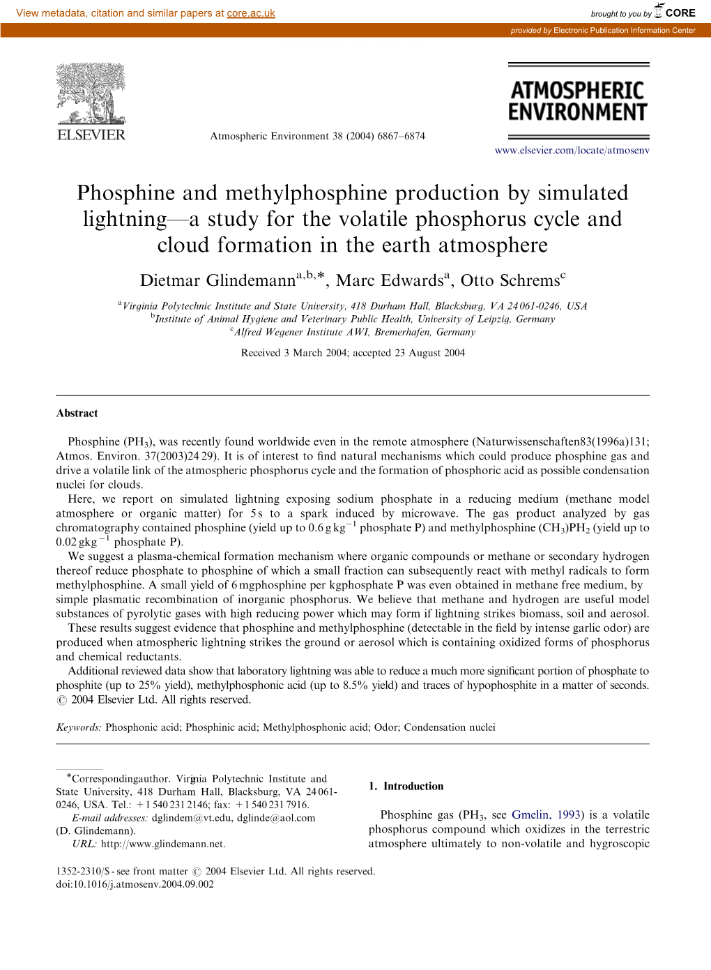 Phosphine and Methylphosphine Production by Simulated Lightning—A Study for the Volatile Phosphorus Cycle and Cloud Formation