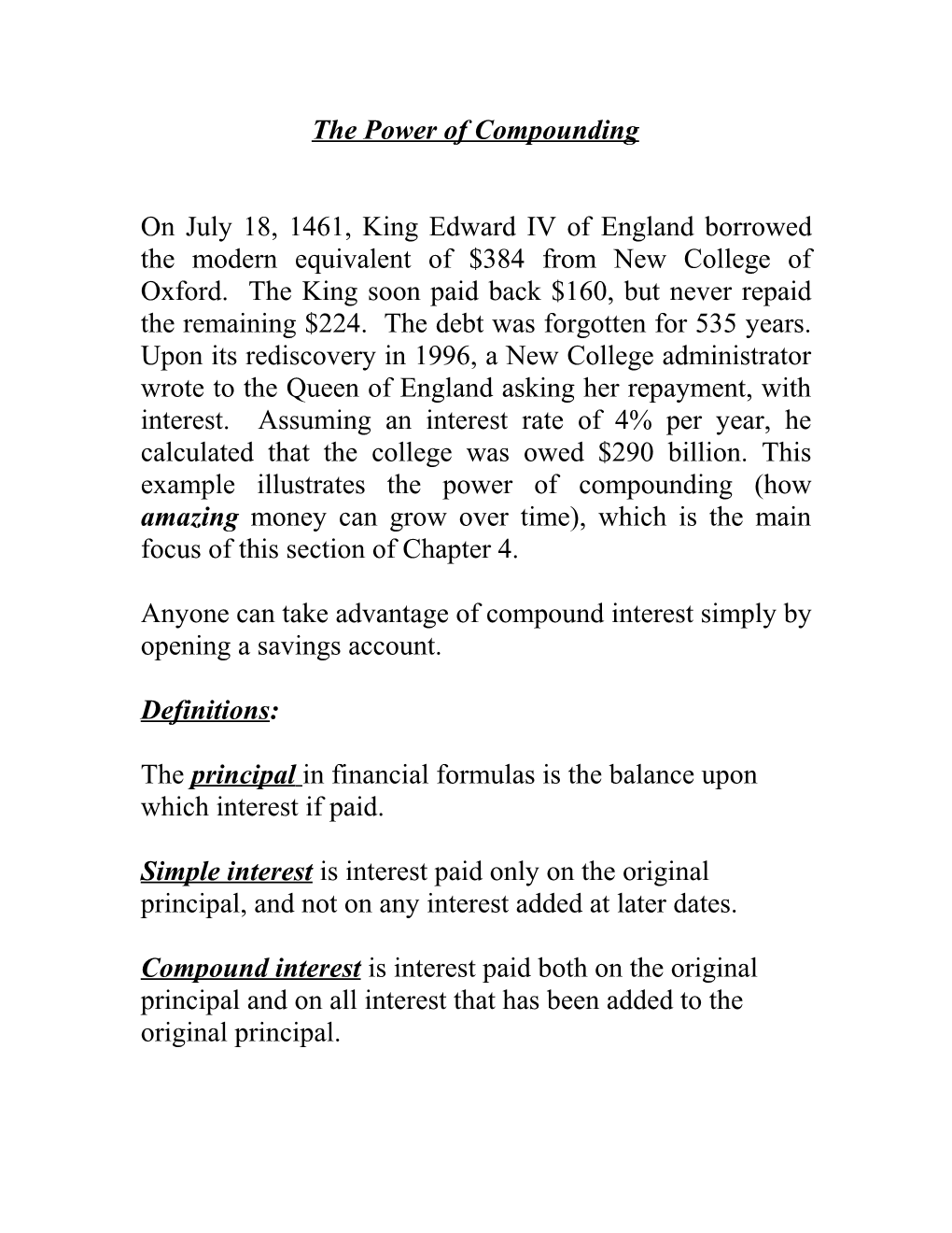 The Power of Compounding