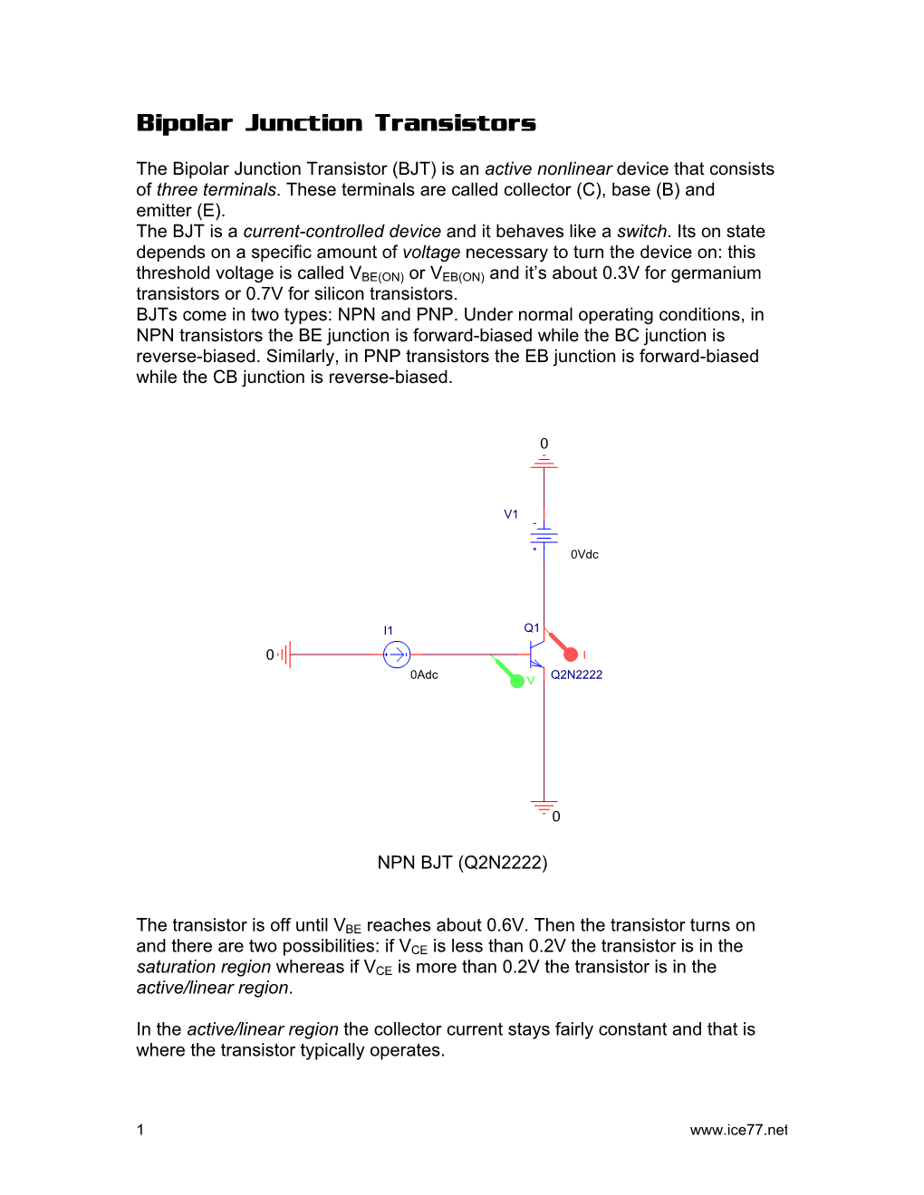 Bipolar Junction Transistors