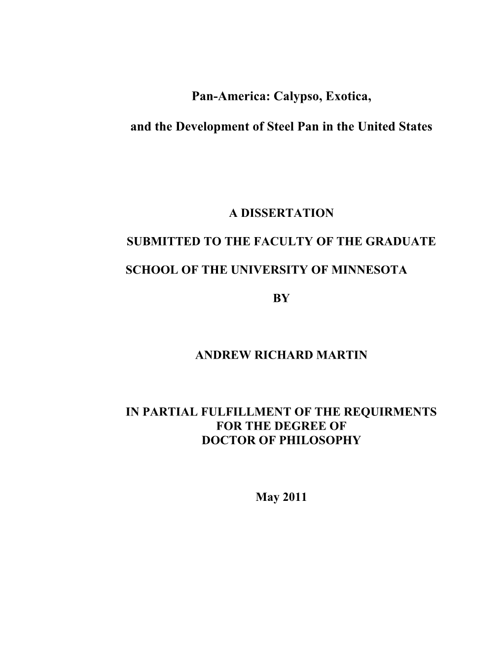 Pan-America: Calypso, Exotica, and the Development of Steel Pan in the United States