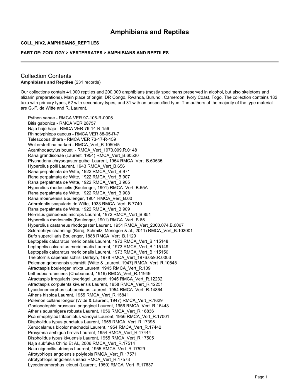 Summary for Amphibians and Reptiles