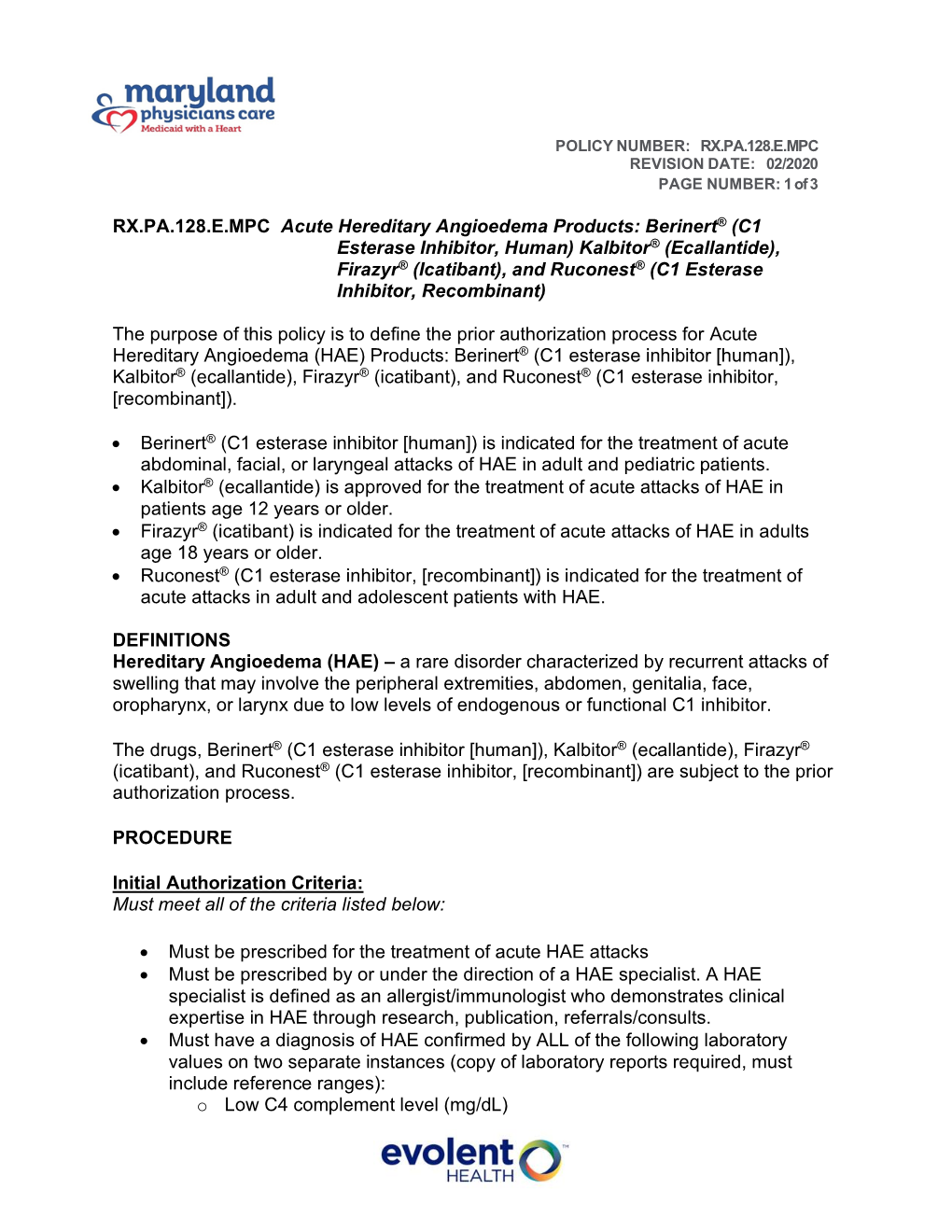 RX.PA.128.E.MPC REVISION DATE: 02/2020 PAGE NUMBER: 1 of 3