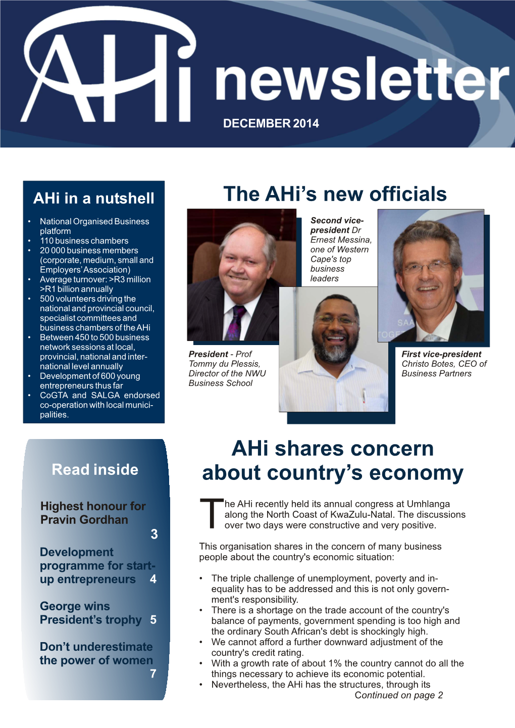 AHI Newsletter November 2014