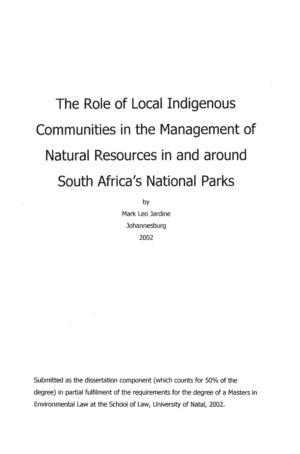 'Lent of Natural Resources in and Around South Africa's National Parks
