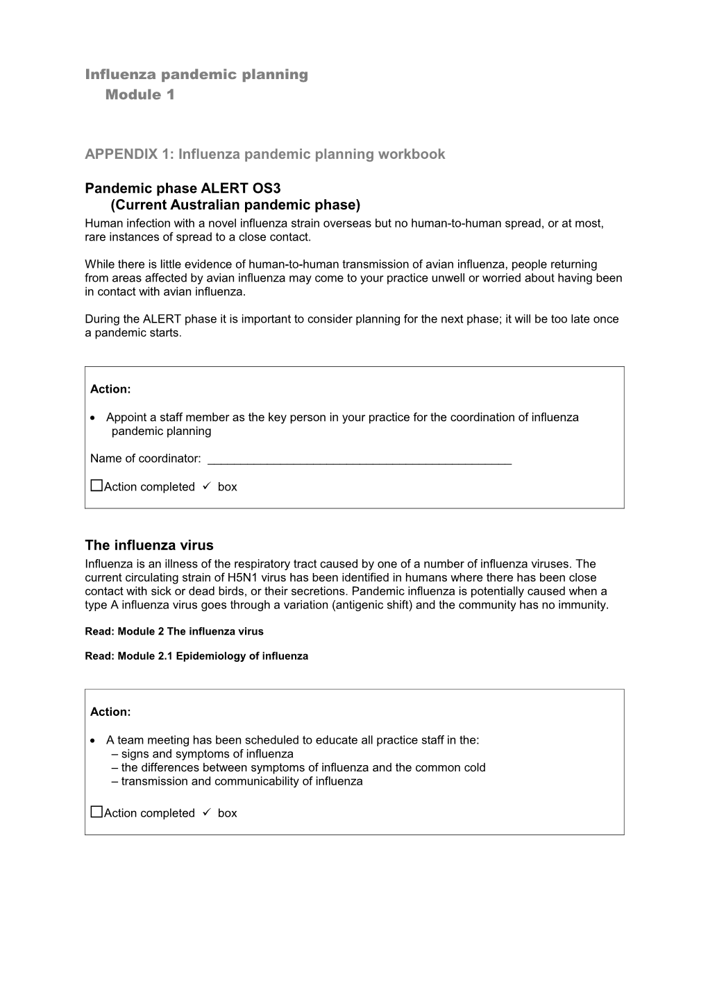 Influenza Pandemic Planning Module 1