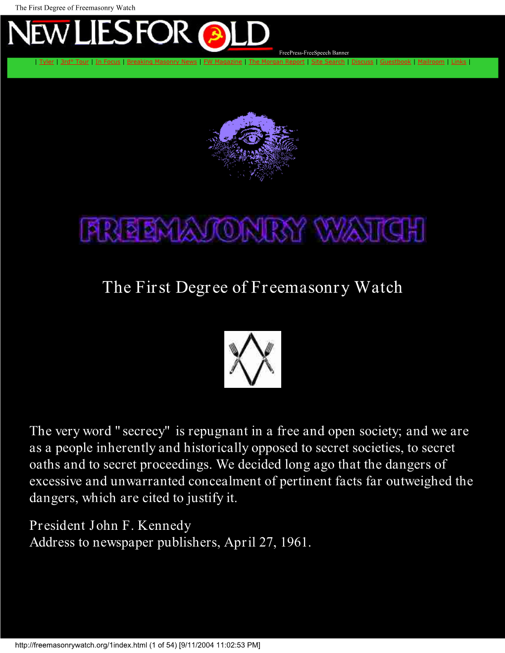 The First Degree of Freemasonry Watch