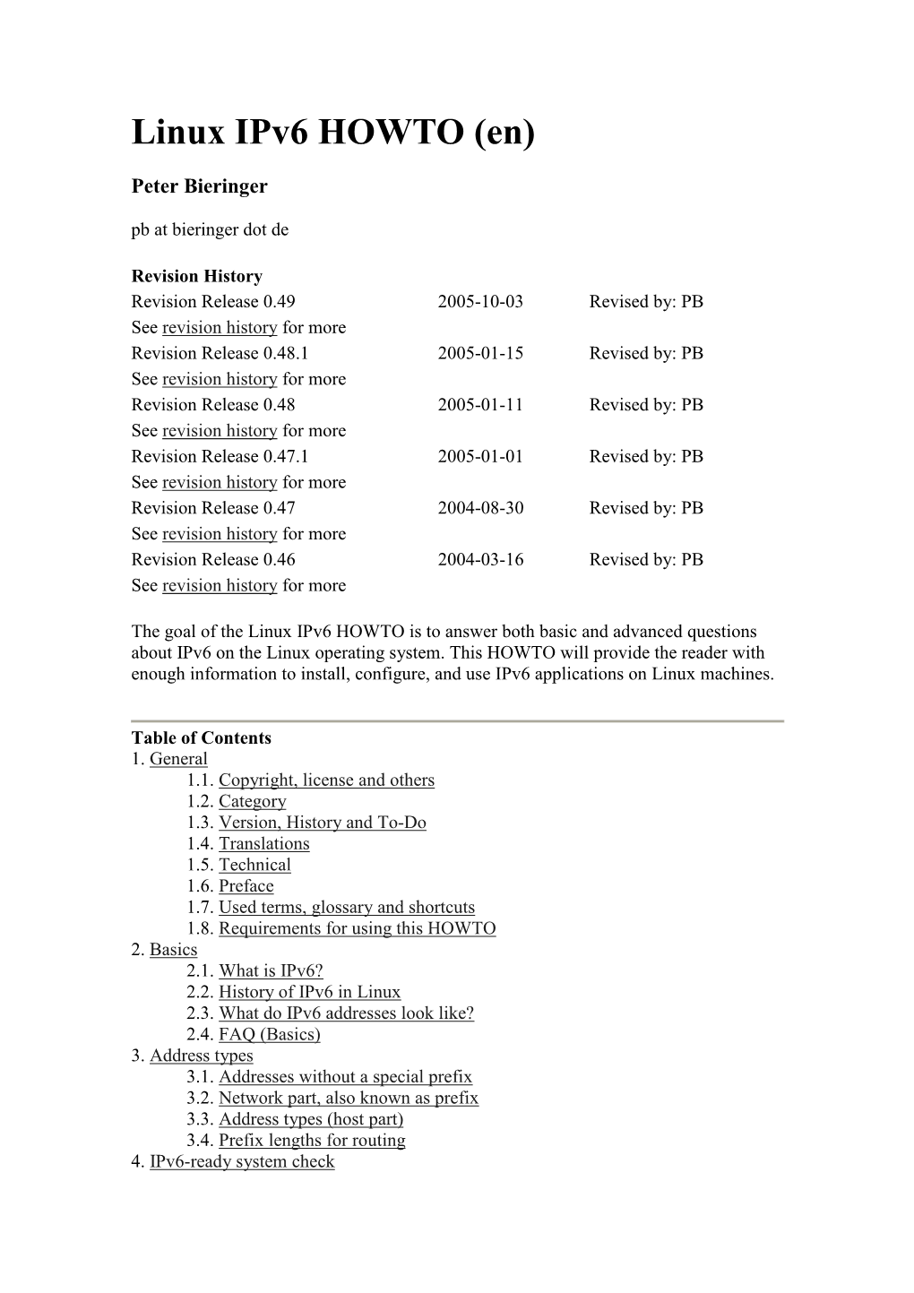 Linux Ipv6 HOWTO (En)