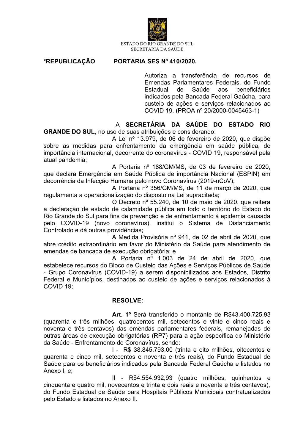 Estado Do Rio Grande Do Sul Secretaria Da Saúde