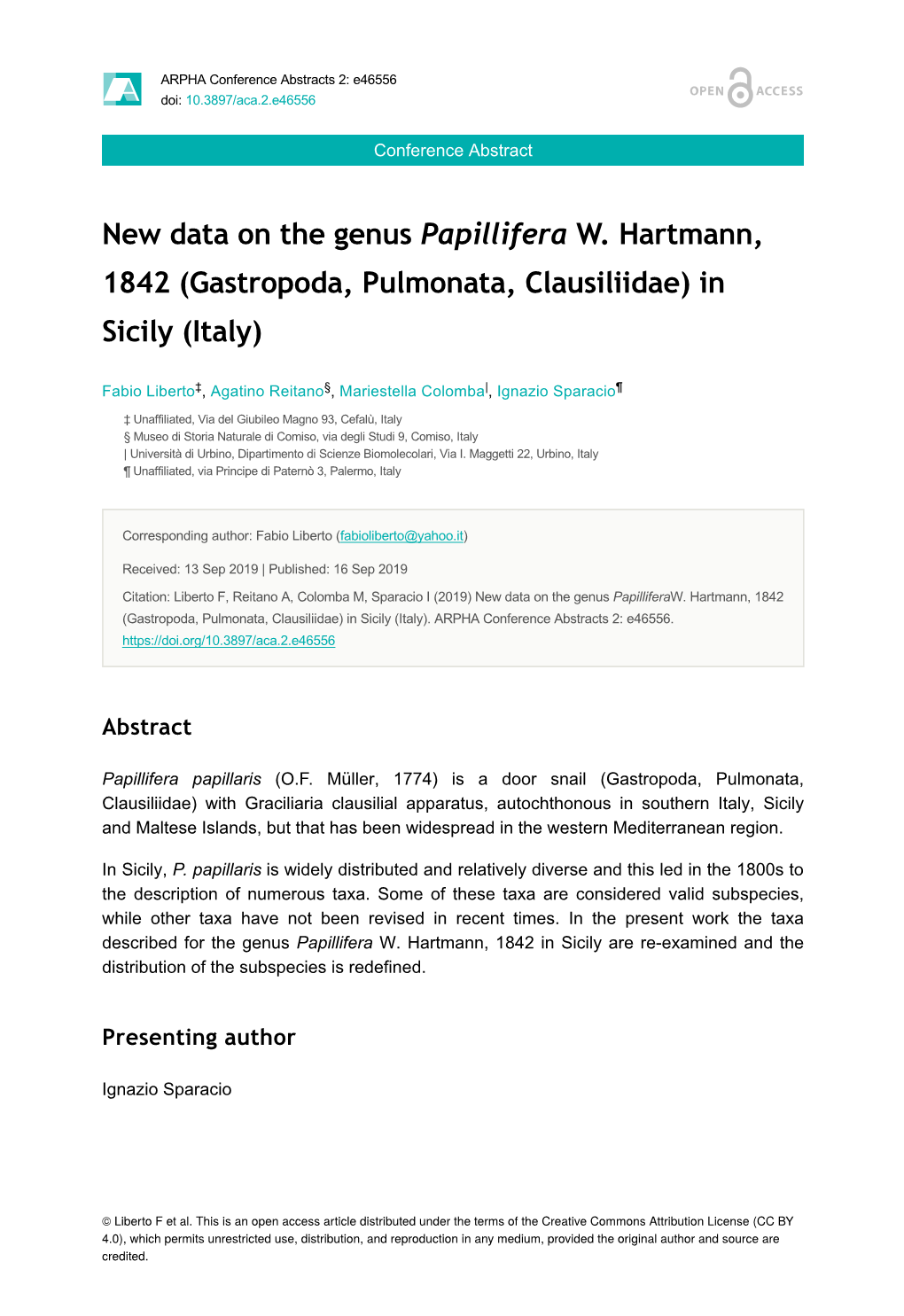 New Data on the Genus Papillifera W. Hartmann, 1842 (Gastropoda, Pulmonata, Clausiliidae) in Sicily (Italy)