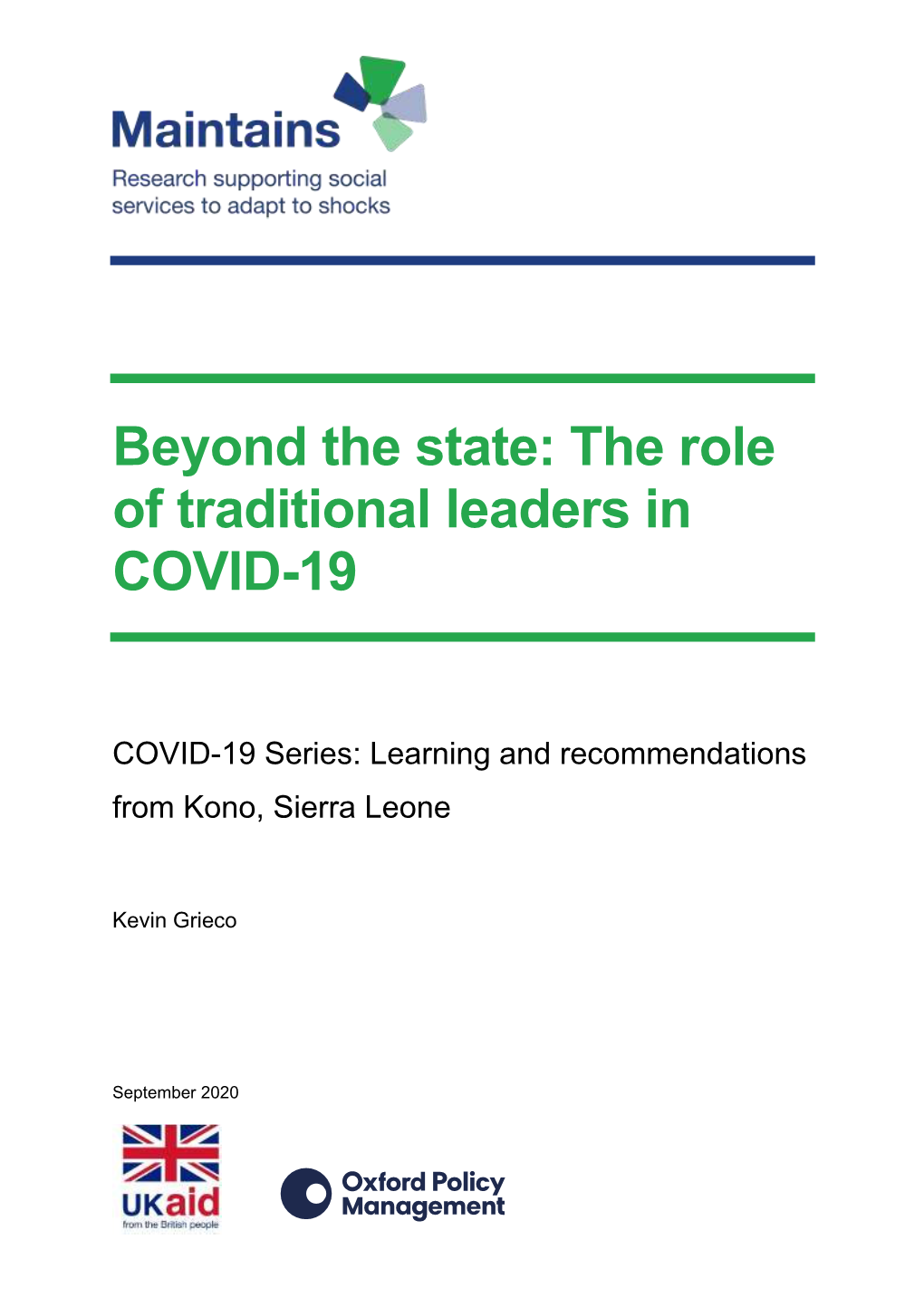 The Role of Traditional Leaders in COVID-19