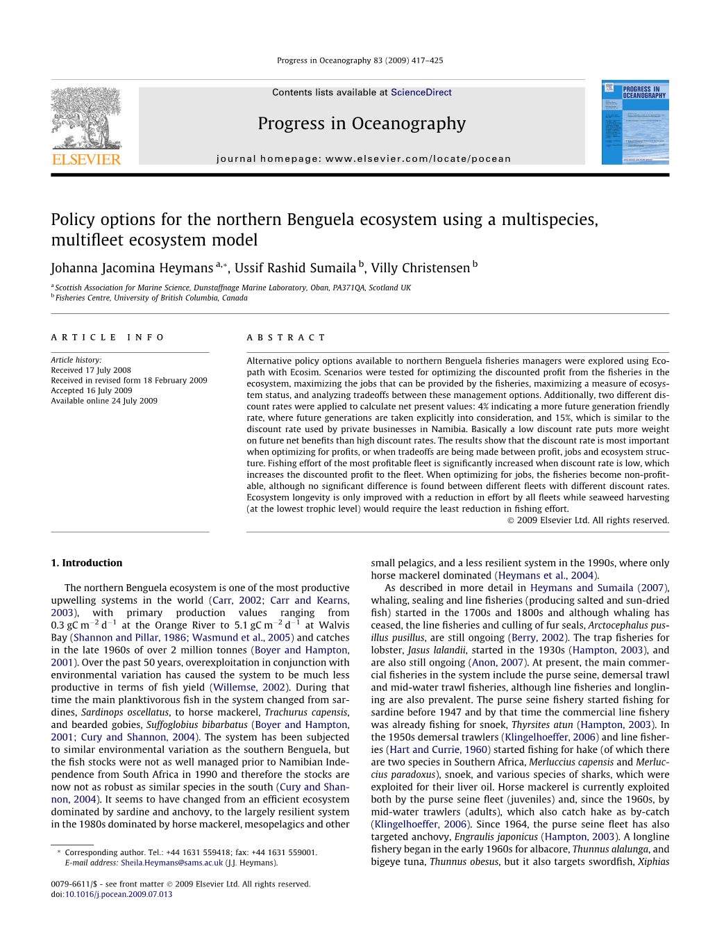 Progress in Oceanography 83 (2009) 417–425