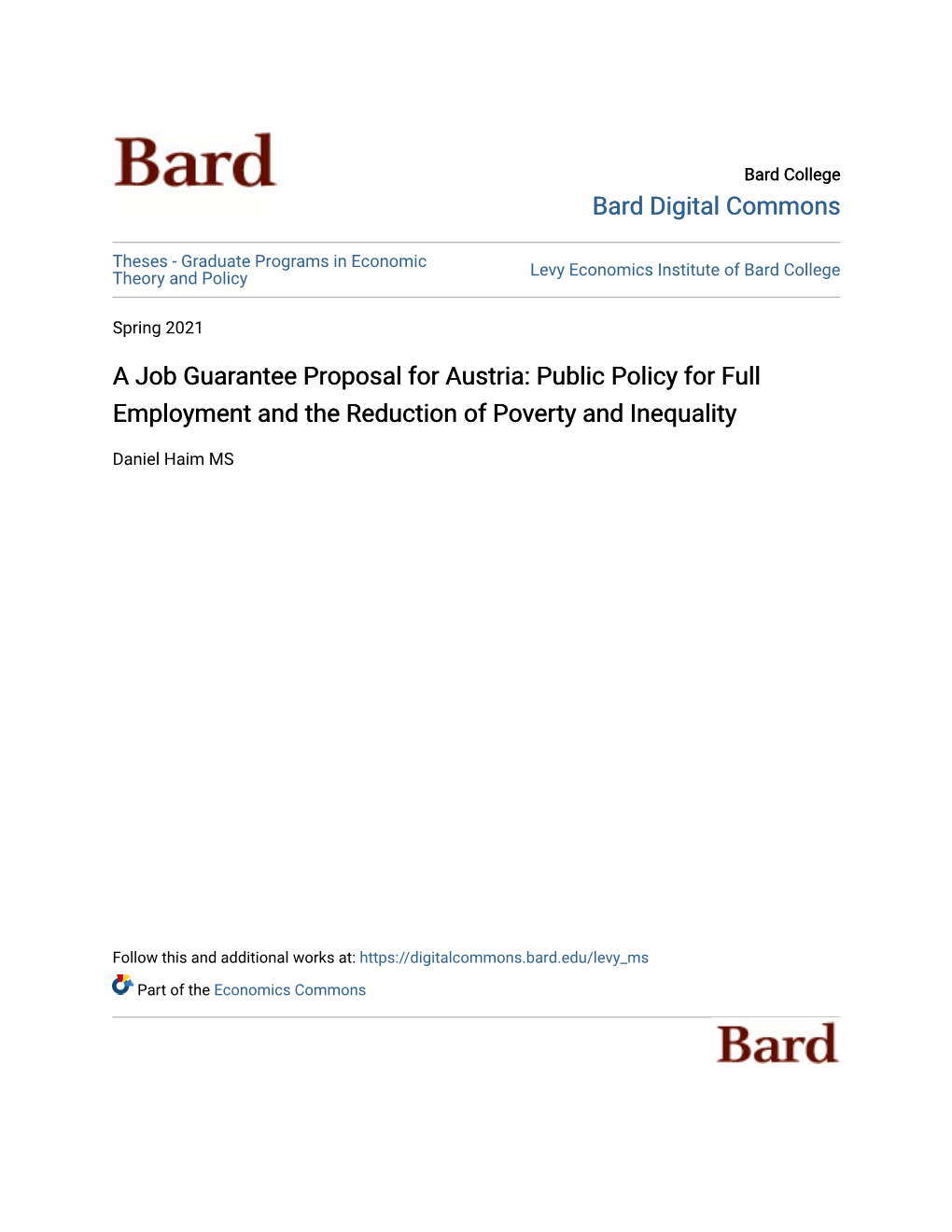 A Job Guarantee Proposal for Austria: Public Policy for Full Employment and the Reduction of Poverty and Inequality