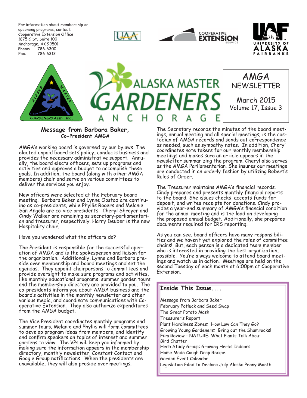 NEWSLETTER March 2015