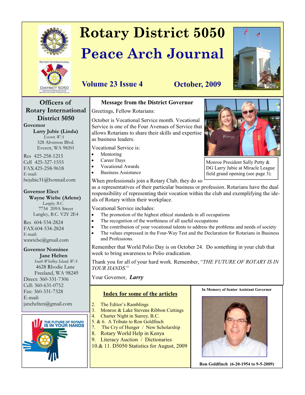 Rotary District 5050 Peace Arch Journal