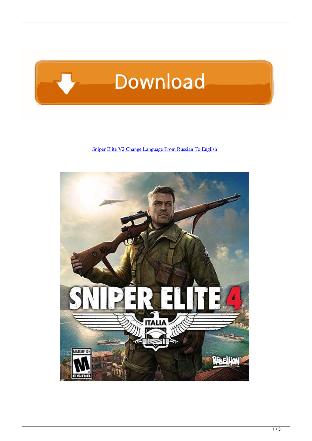 Sniper Elite V2 Change Language from Russian to English