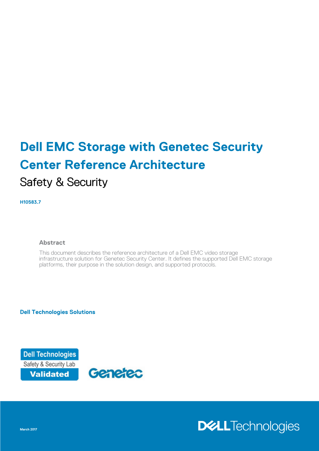 Dell EMC Storage with Genetec Security Center Reference Architecture Safety & Security