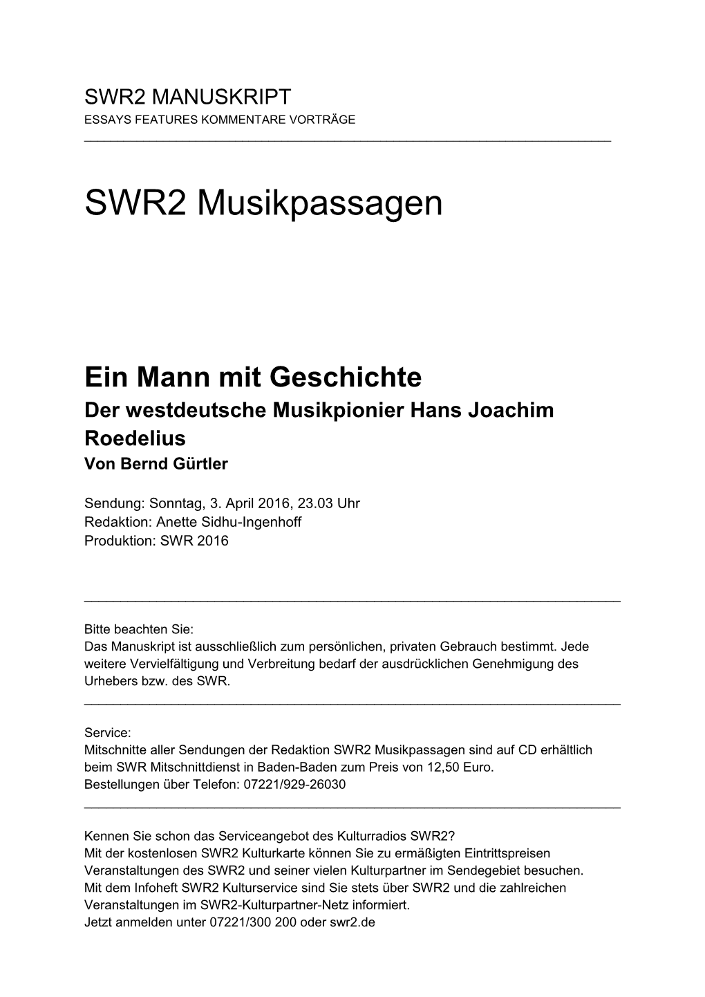 SWR2 Musikpassagen