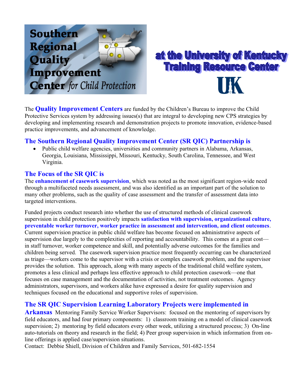 University Of Kentucky Quality Improvement Center For Child Protection