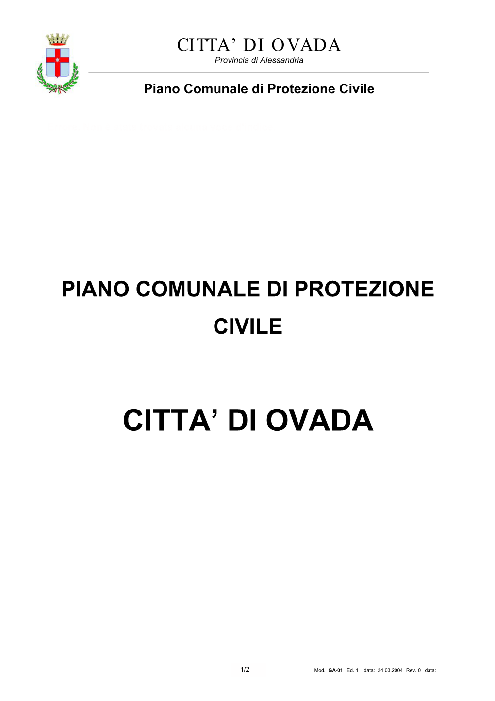 Piano Comunale Di Protezione Civile