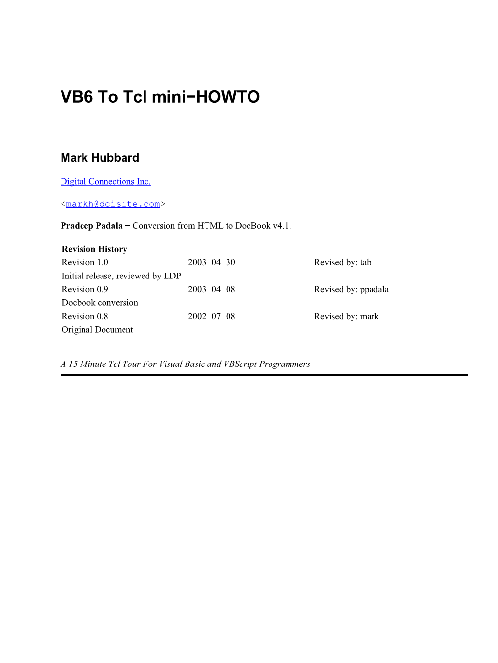 VB6 to Tcl Mini-HOWTO