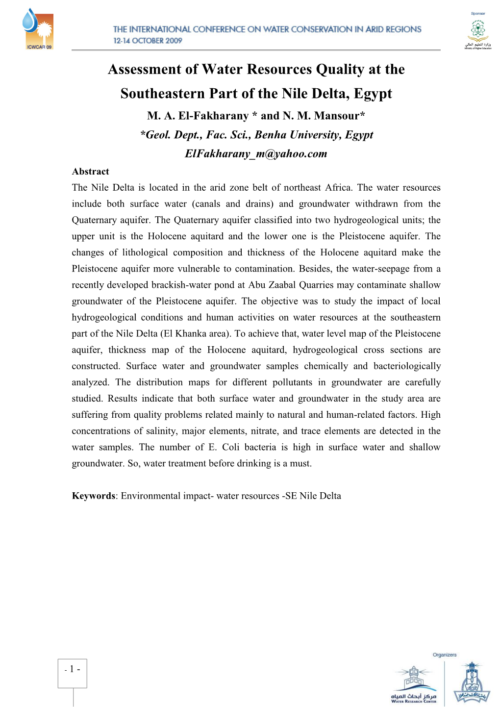 Enviromental Impact on Groundwater Quality Of