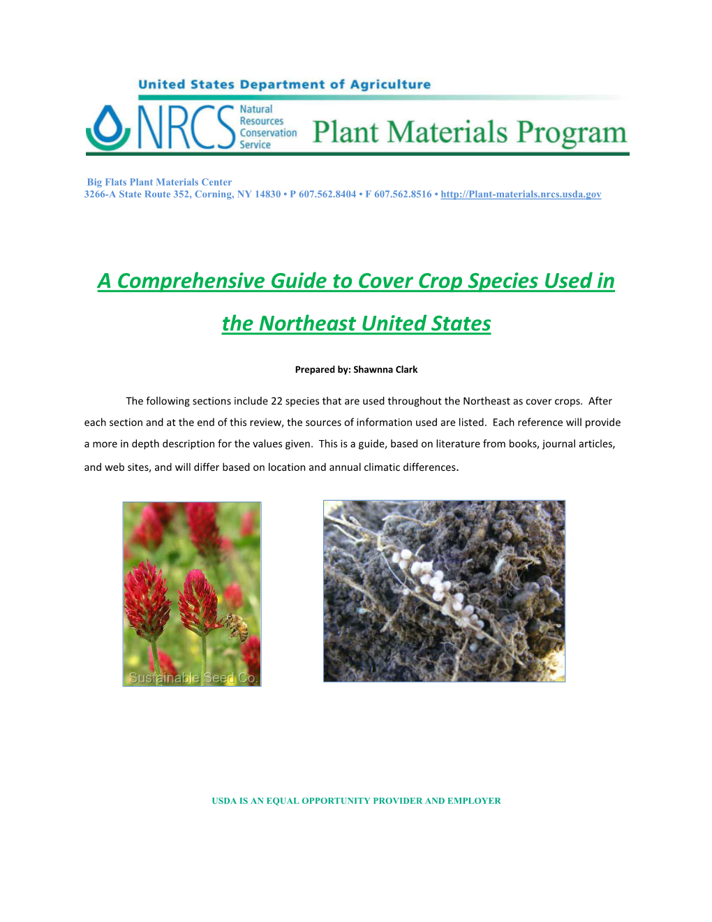 A Comprehensive Guide of Cover Crop Species Used in the Northeast