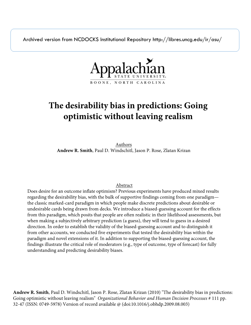 The Desirability Bias in Predictions: Going Optimistic Without Leaving Realism