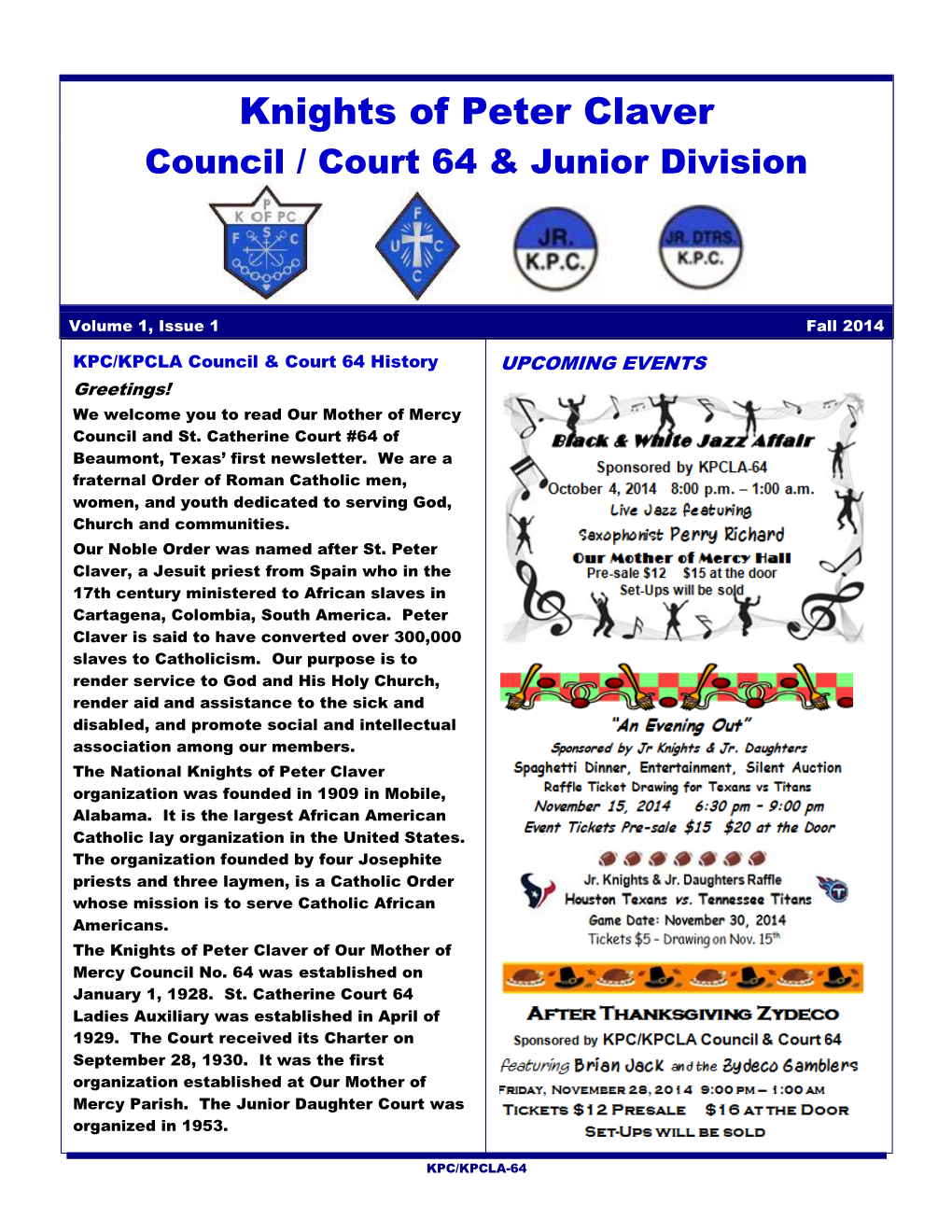 Knights of Peter Claver Council / Court 64 & Junior Division