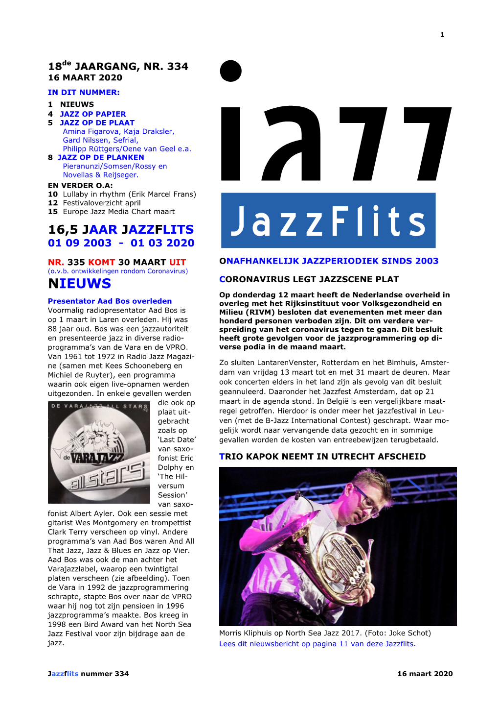 Jazzflits 01 09 2003 - 01 03 2020