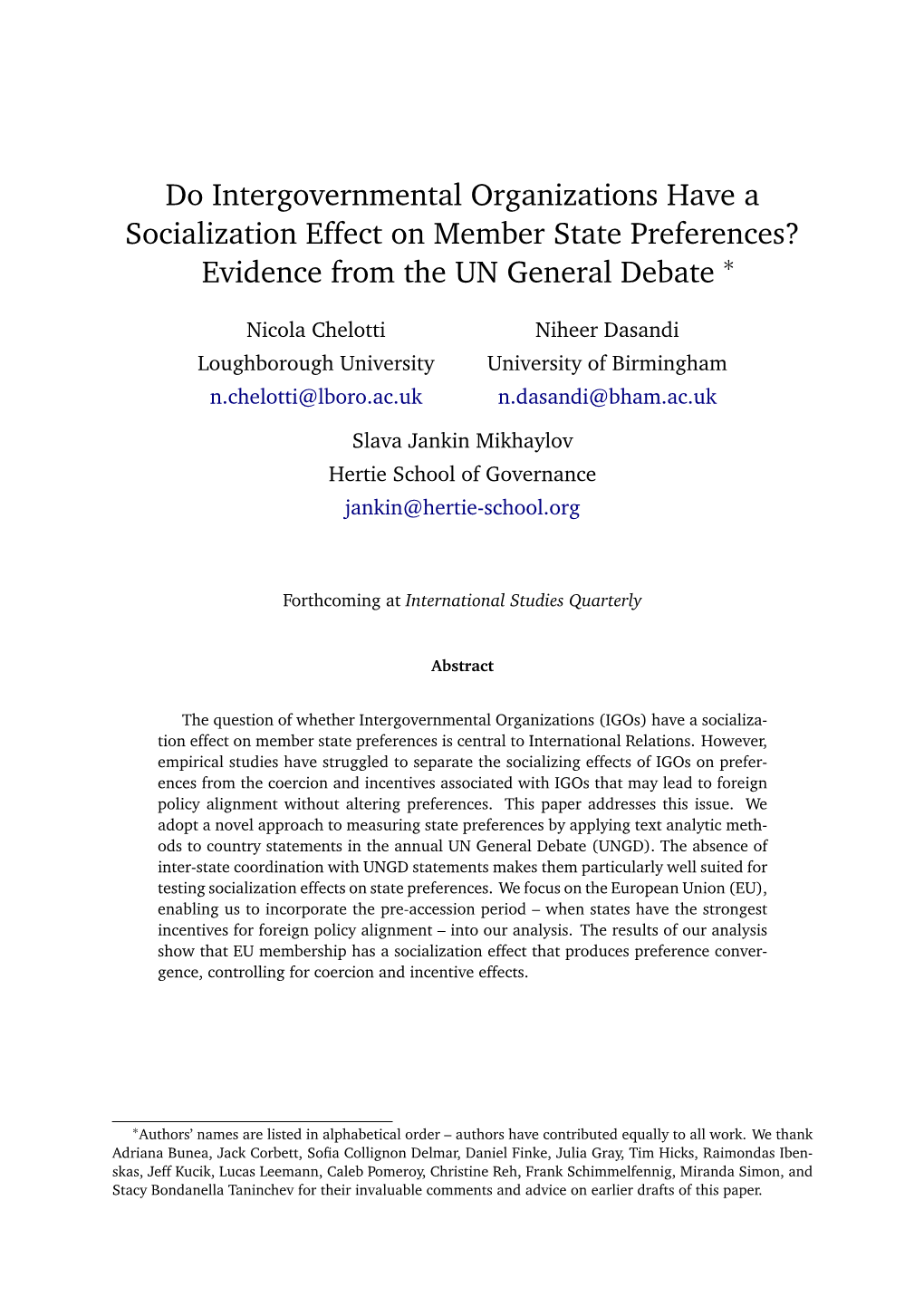 Do Intergovernmental Organizations Have a Socialization Effect on Member State Preferences?