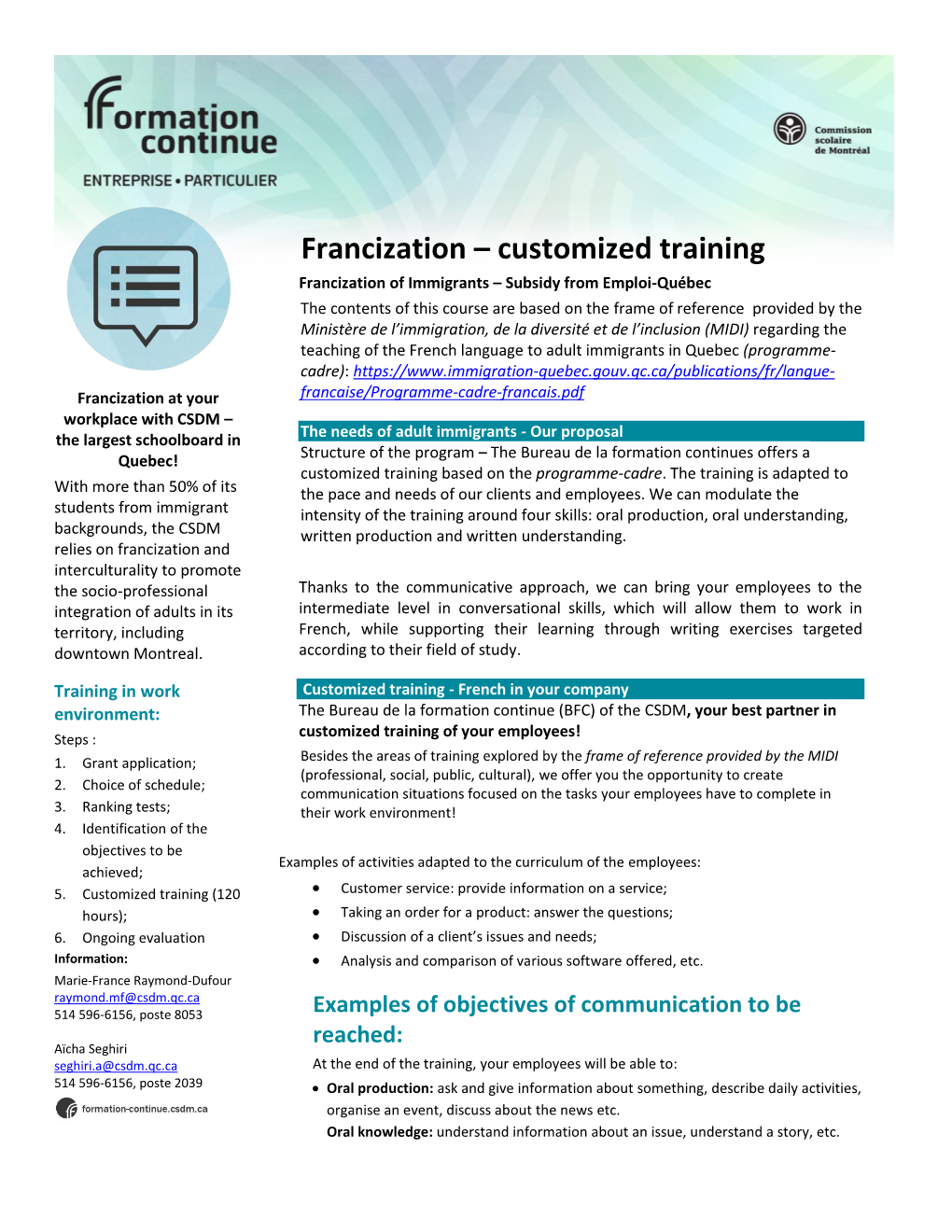 Francization – Customized Training