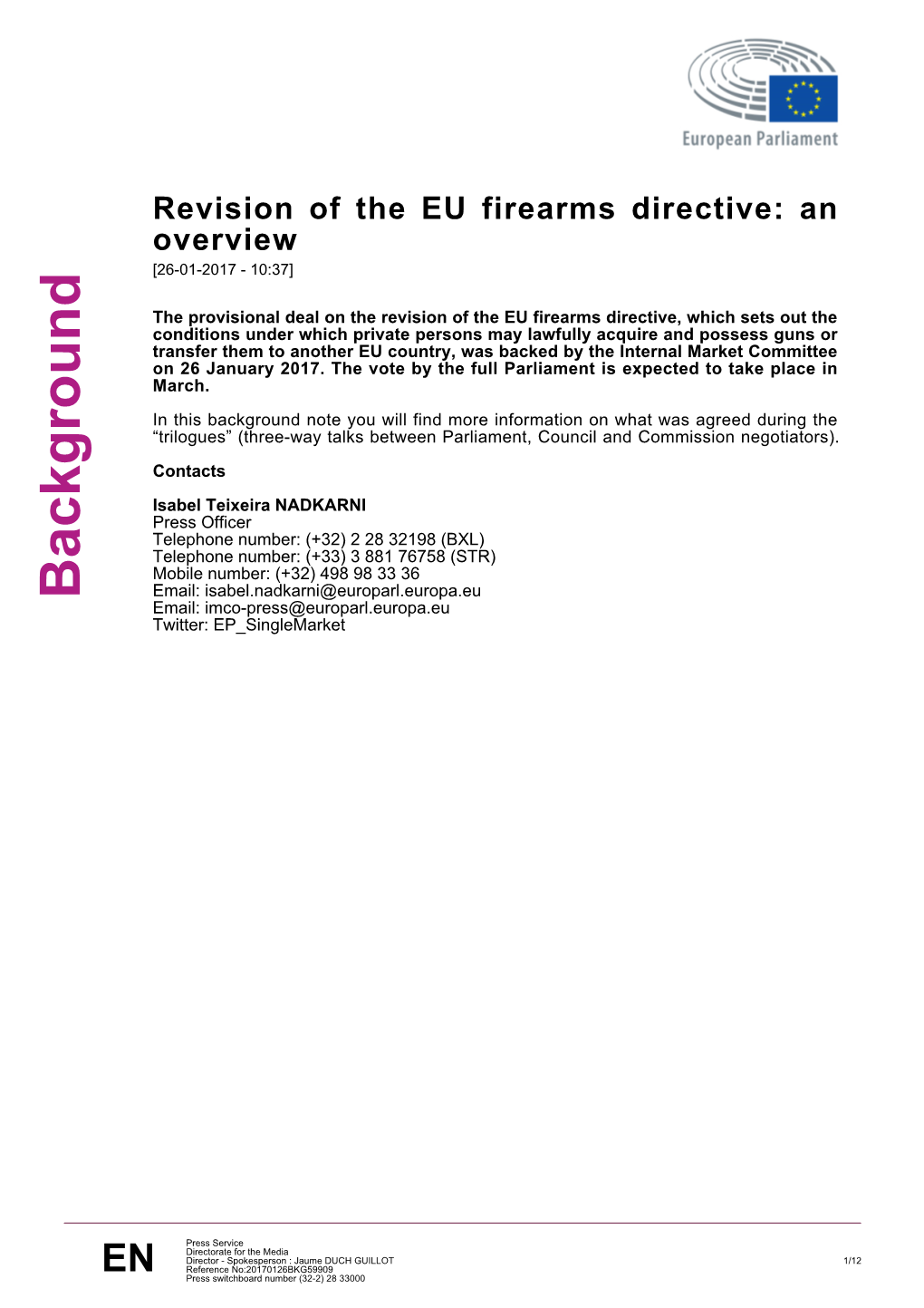 Revision of the EU Firearms Directive