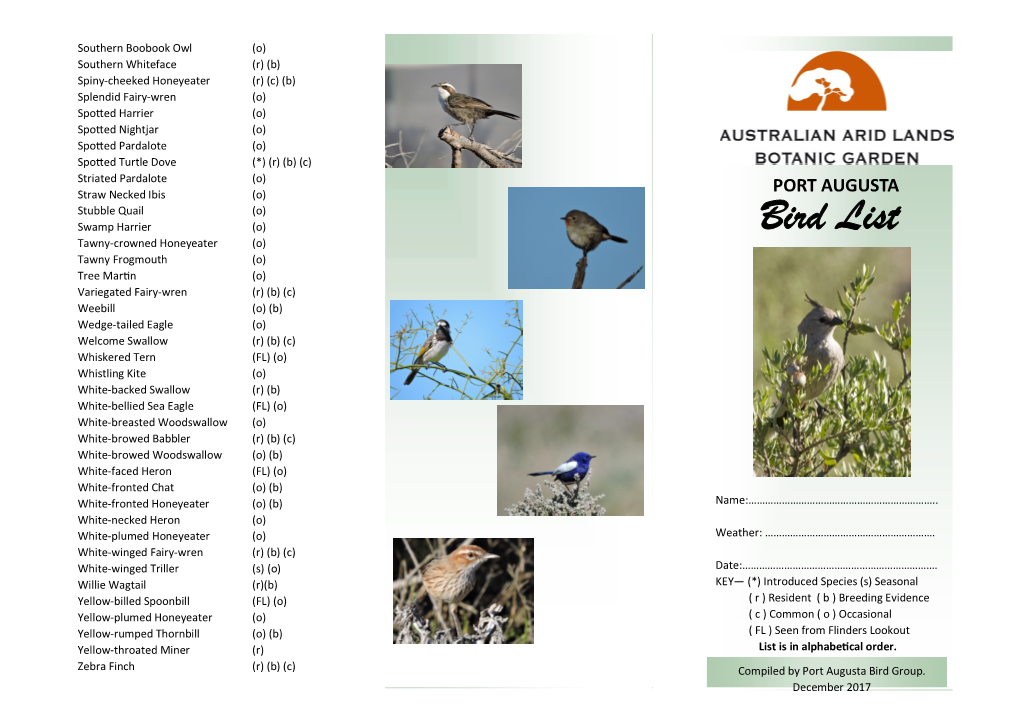 Bird Watching List