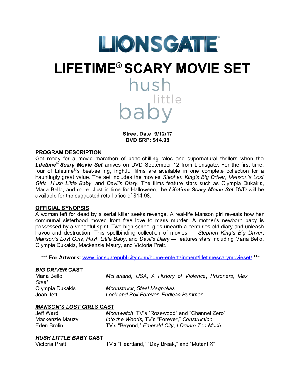 Lifetime Scary Movie Set