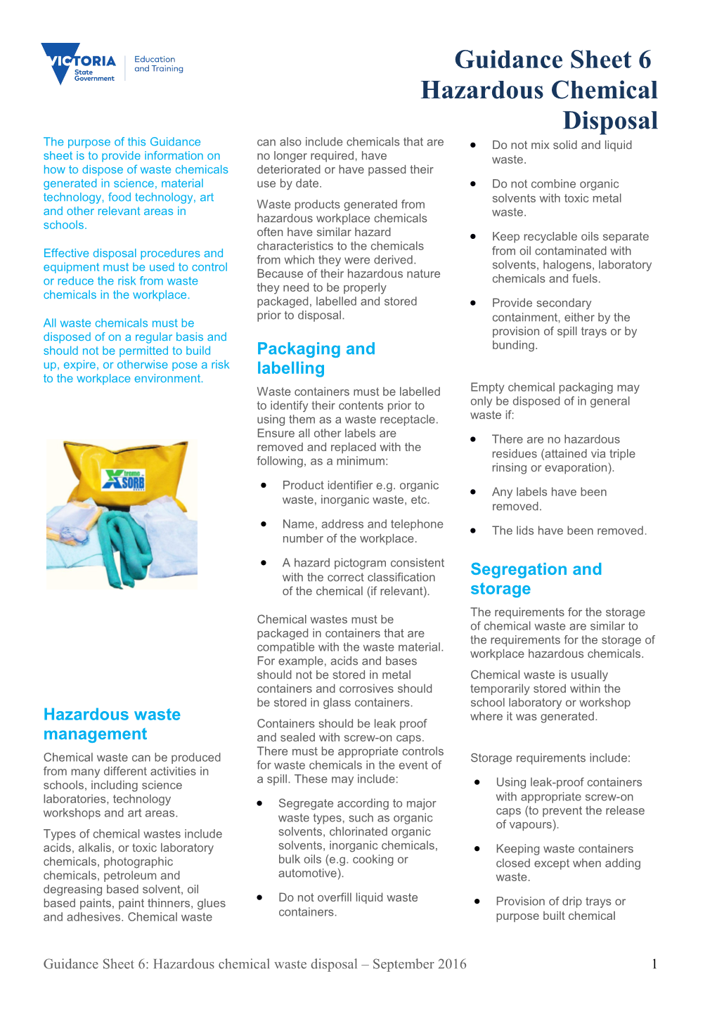 Guidance Sheet 6 Chemical Disposal